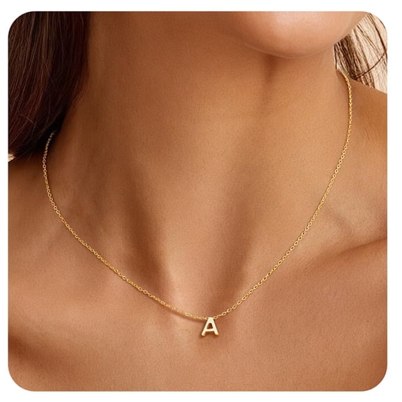 Turandoss Initial Necklaces for Women 14K Gold Plated Simple Letter A-Z Initial Pendant Personalized Jewelry Birthday Gifts for Women Teen Girls