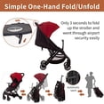 thumbnail image 3 of Lightweight Travel Stroller - Compact Umbrella Stroller for Airplane, One-Hand Folding Baby Stroller, Newborn Infant Stroller w/Adjustable Backrest/Footrest/Canopy/T-Shaped Bumper (red), 3 of 5