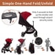 thumbnail image 3 of Lightweight Travel Stroller - Compact Umbrella Stroller for Airplane, One-Hand Folding Baby Stroller, Newborn Infant Stroller w/Adjustable Backrest/Footrest/Canopy/T-Shaped Bumper (red), 3 of 5