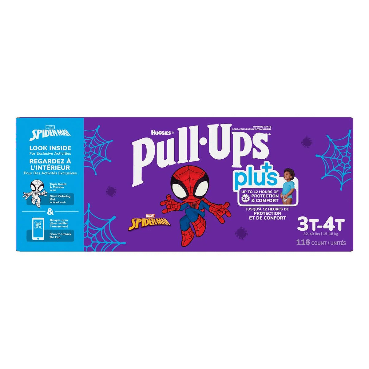 Huggies Pull-Ups Boys' Potty Training Pants, Exclusive Spiderman Designs, 3T-4T, 116 Count