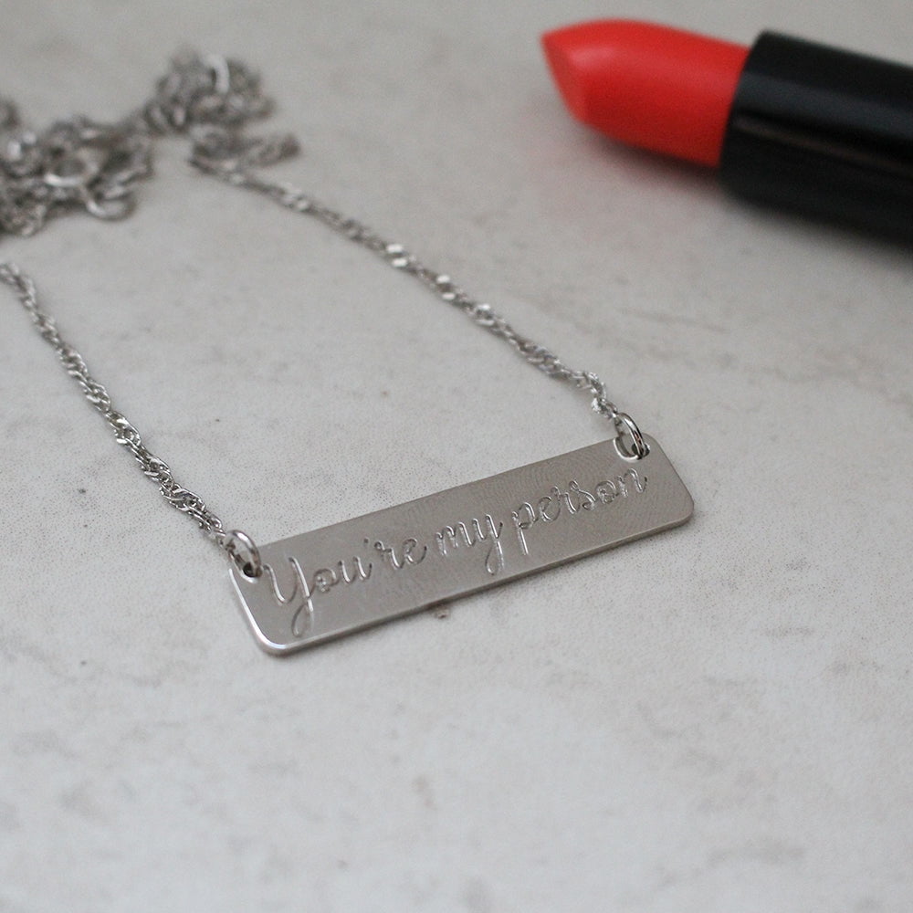 Sterling Silver Name Necklace 14 Inches Personalized with Names Sideways Name Cross Necklace 