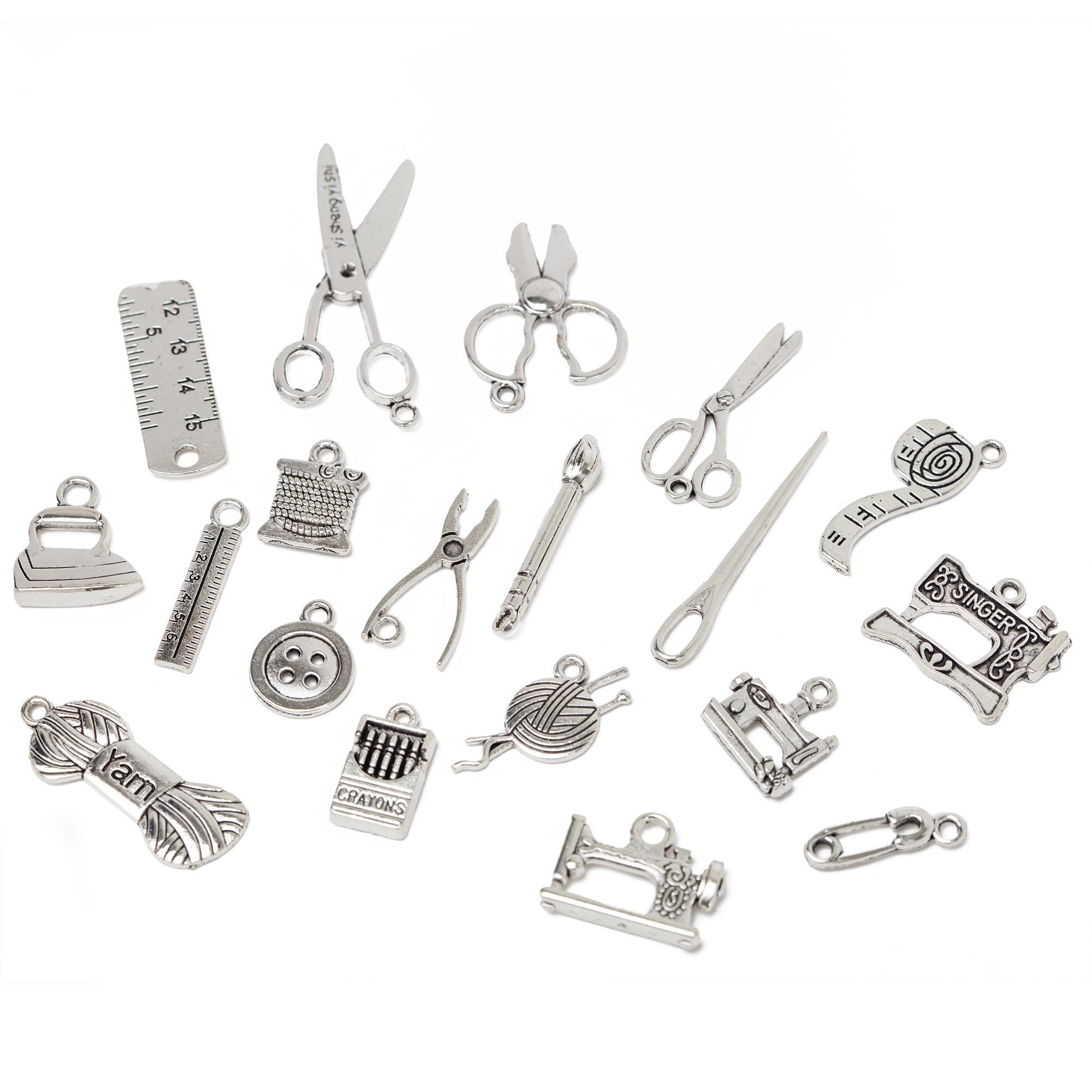 Cousin DIY 50 Piece Sewing Charms, Silver Finish, Metal, 0.08 lb, Unisex, Adult -Model 69995735