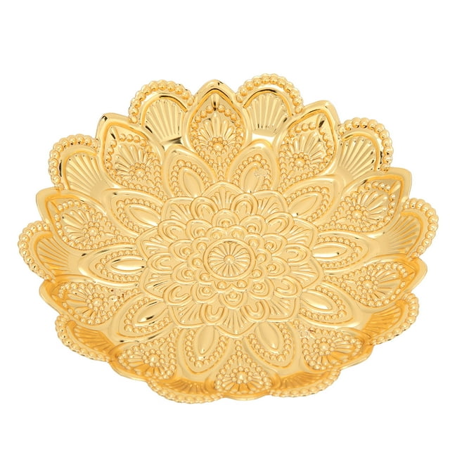 Gold Fruit Bowl, Retro Pattern Electroplating Process Smoother Surfaces Snack Tray For Wedding