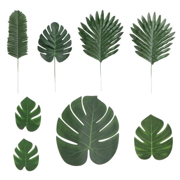 OULII 60Pcs Tropical Palm Tree Artificial Palm Leaves Wall Decor For Weddings Parties Home