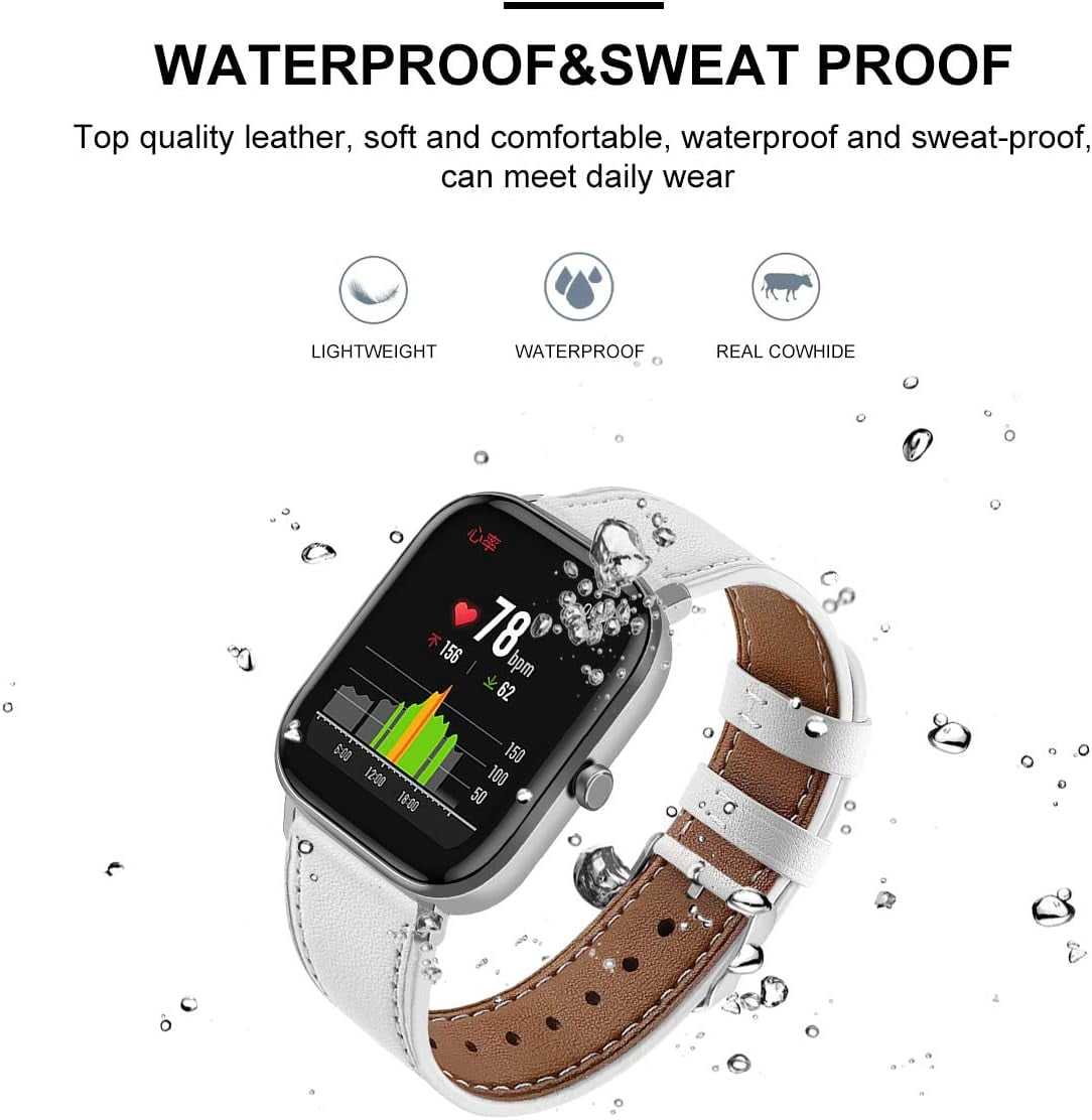 CRKMGS-Compatible with Spade Co Health Smartwatch 3 Strap Replacement Genuine Classic Leather Band for Spade Co Health Smartwatch 3