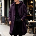 thumbnail image 2 of Atkumj Trench Coat Men Solid Color Hooded Long Winter Overcoat Stylish Long Sleeve Button Down Front Winter Coats L, 2 of 9