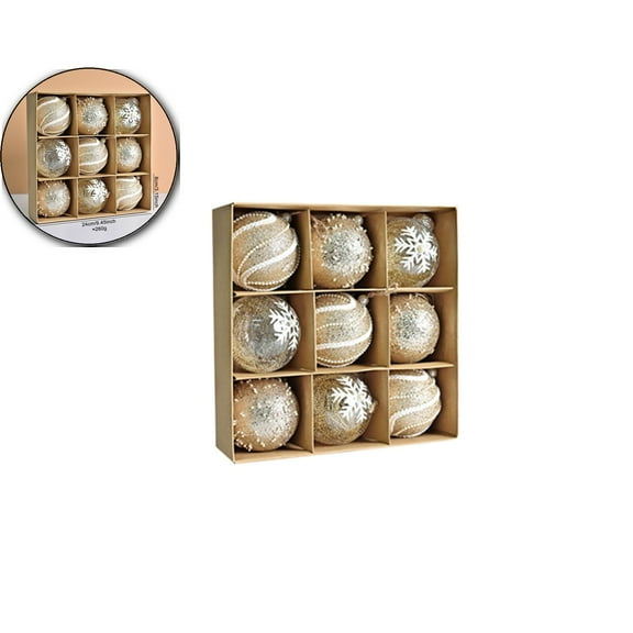 Boho Christmas Ball Ornaments, 24 Pack Clear Linen Christmas Tree Ornaments with Strips Decorations Shatterproof Decorative Hanging, Xmas Tree Balls for Wedding Party Decor