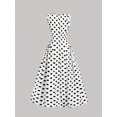 thumbnail image 4 of Black and White Womens Vintage 1960s Retro Polka Dot Swing Dress With Bow, 4 of 8