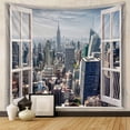 thumbnail image 2 of Tapiz para colgar en la pared, diseño urbano, vista desde ventana abierta, 130 x 150 cm, 2 of 3