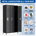 thumbnail image 6 of Accreate 3 Doors Office Storage Lockers, Metal Lockers for Employees with 9 Hooks and 3 Shelves, 72" Tall Steel Storage Cabinet Locker for Home, School, Office, Gym, Black, 6 of 9