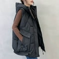 thumbnail image 6 of Padded Puffer Vest for Women Sleeveless Solid Hooded Zip Up Jacket with Pockets Black 2XL, 6 of 6