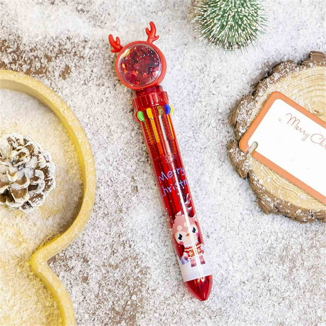 10 Color Christmas Ballpoint Pen Push Type Color Multifunction Marker 10 In 1 Multicolor Pen Christmas Gift 2ml