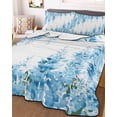 thumbnail image 3 of Quilts Full Size Bedding Set, Teal Blue Wisteria Lightweight Quilted Comforter, Sprinng Summer Pastoral Botanical Soft Reversible Bedspread Coverlet with Pillow Covers for All Season, 78" x 90", 3 of 7
