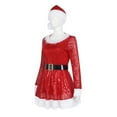 thumbnail image 5 of SGMVNU Santa Costume for Women Velvet Santa Costume Cosplay Christmas Dress Hooded Min Dress with Belt for Christmas(yw251204_1-Red, M), 5 of 8