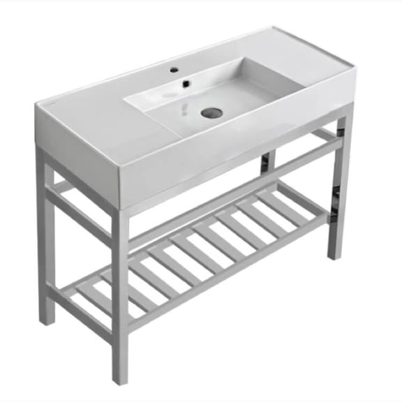 Nameeks Scarabeo 5124-CON2-One Hole Teorema 2 40" Rectangular Ceramic Console Bathroom