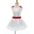 thumbnail image 2 of JanJean Kids Girls Christmas Princess Dress Cami Dress Faux Fur Adorned Dance Leotard Sequins Figure White 4, 2 of 7