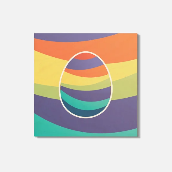 Color Lines Easter Egg 4'' X 4'' Square Wooden Coaster
