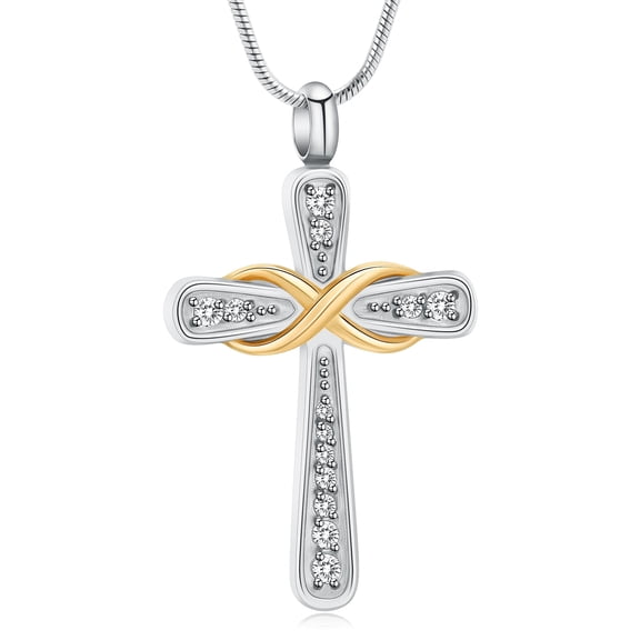 Crystal Cross Urn Necklaces for Ashes Cremation Crucifix Keepsake Memorial Pendant Necklace