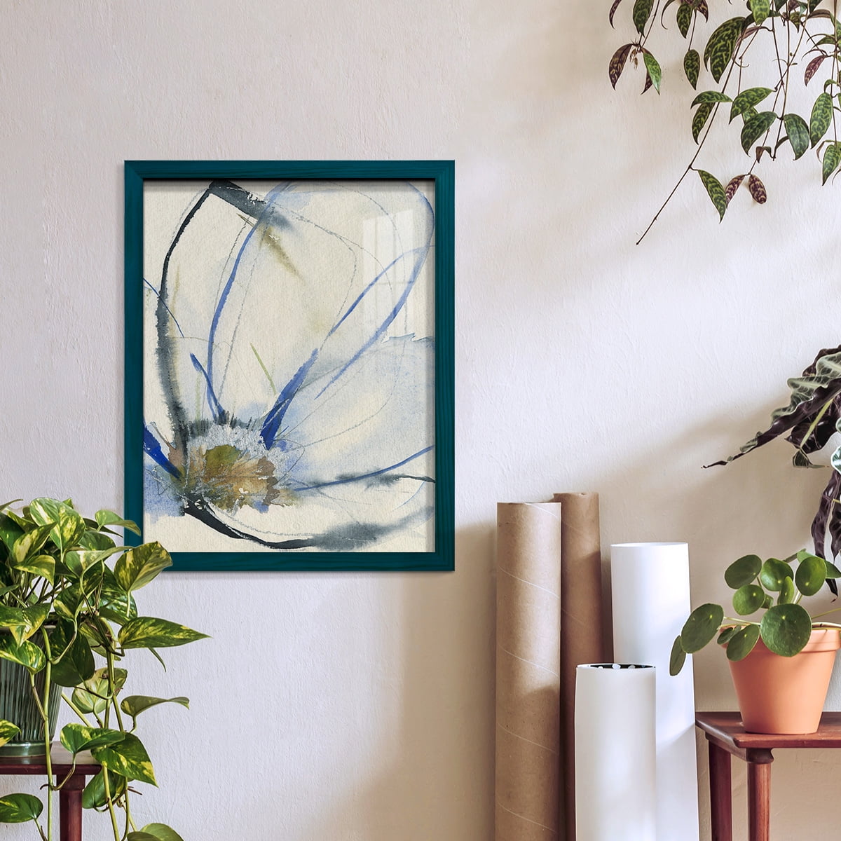 Cobalt & Paynes Petals II - Framed Print w/glass - Ocean Blue