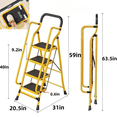 thumbnail image 5 of 5 Step Ladder with Handrails, Folding Step Stool with Anti-Slip Wide Pedals   WL, 5 of 10