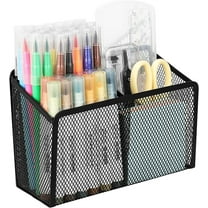 Pencil Holder Organizer - for Locker Refrigerator Whiteboard Office Fridge - Metal Mesh Pen Cup for Accessories Marker Eraser Chalk Supplies - Strong Storage Bin Basket Storage