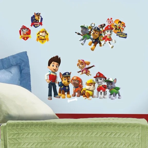Nickelodeon Paw Patrol Peel & Stick 37 Wall Decals Children Room Paw Roommates Stickers
