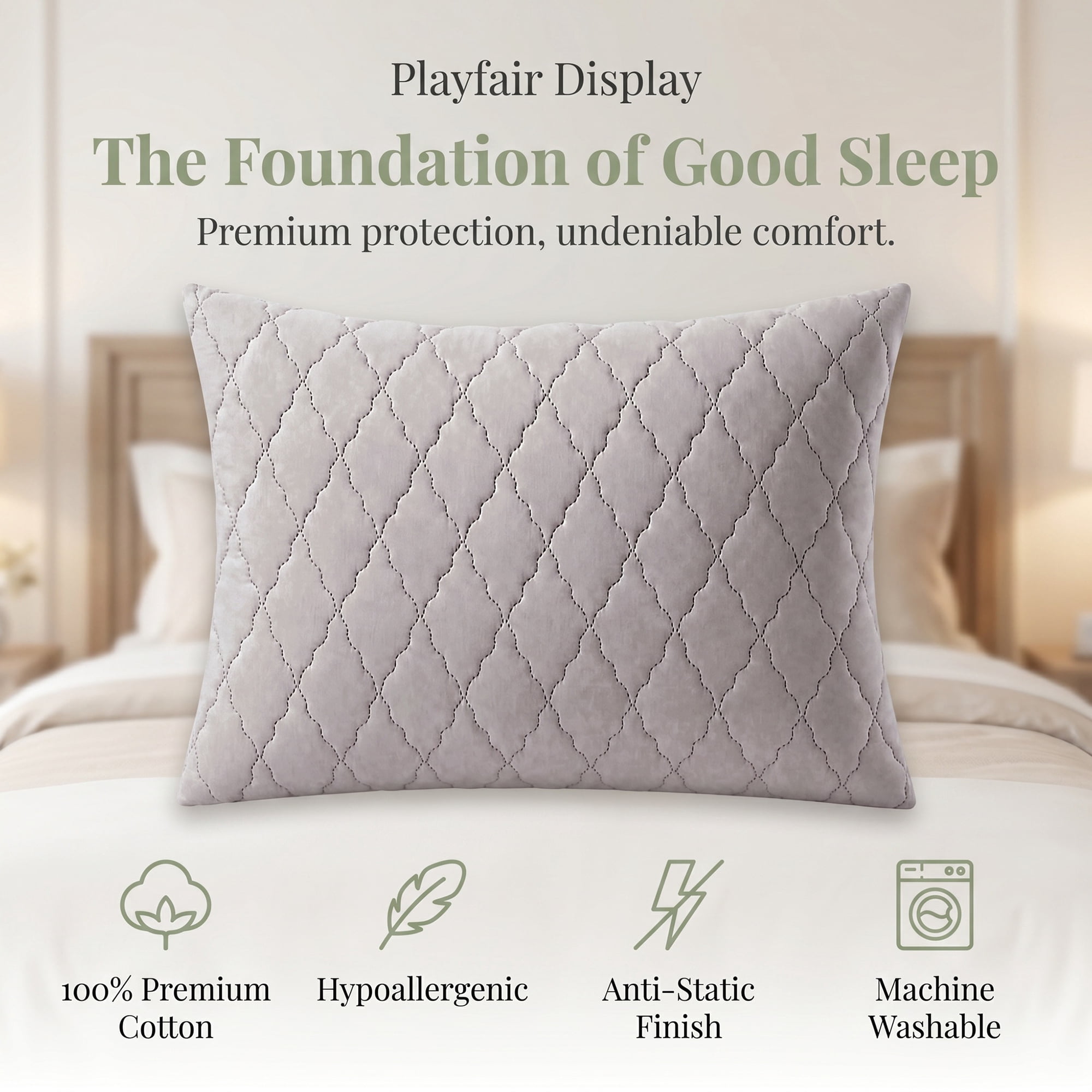 Unique Bargains Breathable Hypoallergenic Envelope Pillow Protectors Jumbo Gray 20" x 28"
