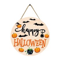 YgkuHd Halloween Welcome Door Sign 12In Wooden Hanging Decor for Wall Front Door and Window Indoor Outdoor Halloween Decoration White,White-11.8in