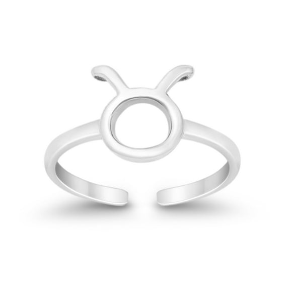 9mm - Taurus Zodiac Sign Toe Band Ring 925 Sterling Silver Thin Adjustable Stylish Rings for Women