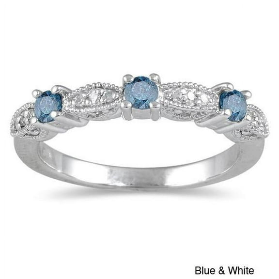 1.50 Carat Blue Sapphire And Moissanite Diamond Wedding Ring Band in 10k White Gold