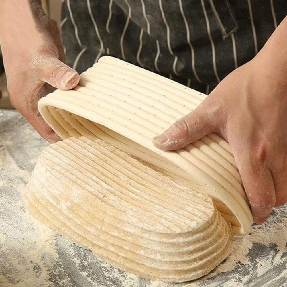 2 Pack Oval Bread Proofing Basket,Sourdough Proofing Basket,Basket Bread Baking Bowl with Linen Liner Cloth for Professional & Home Bakers,10 Inch