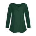 thumbnail image 4 of Atogsazn Women's Long Sleeve Loose Tunic Top Summer V Neck Casual Shirts Ladies Plus Size Tops and Blouses Army Green M on Clearance, 4 of 4