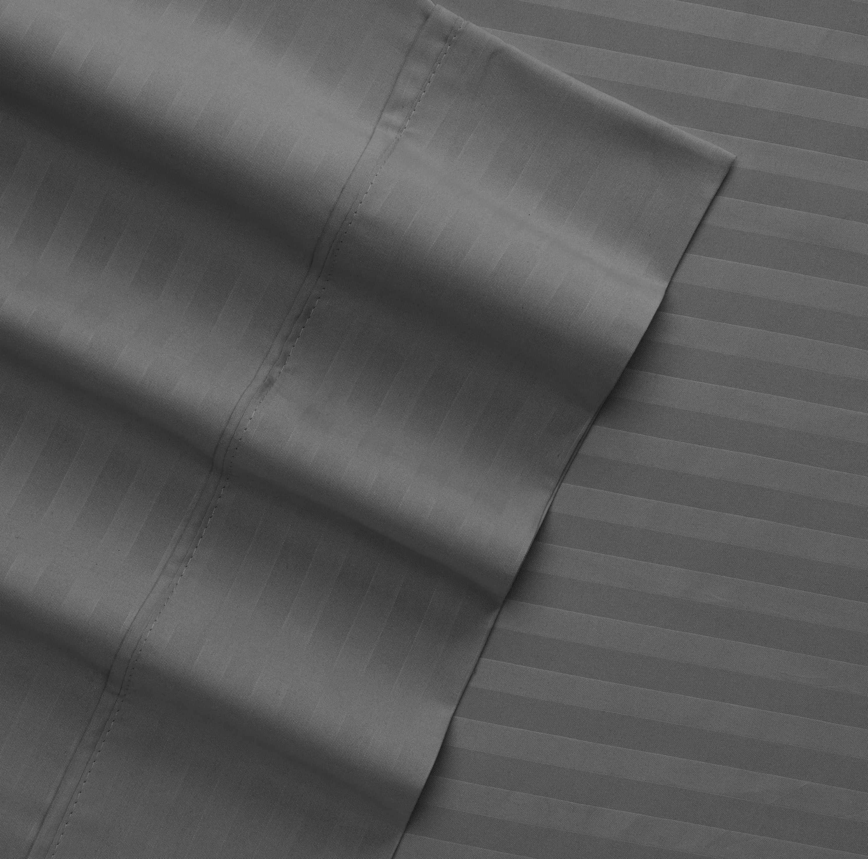 Noble Linens 4 Piece Gray Striped Embossed Bed Sheet Set, Twin
