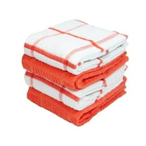 Arkwright Cotton Kitchen Towels - 15 x 25 - Saffron Windowpane Pattern, Pack of 4, 100% Cotton