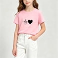 thumbnail image 2 of Pretxorve Kids Boys Girls Short Sleeve Graphic Tee Summer Heart Print Round Neck Casual Outfit Shirts 1-12Y, 2 of 5