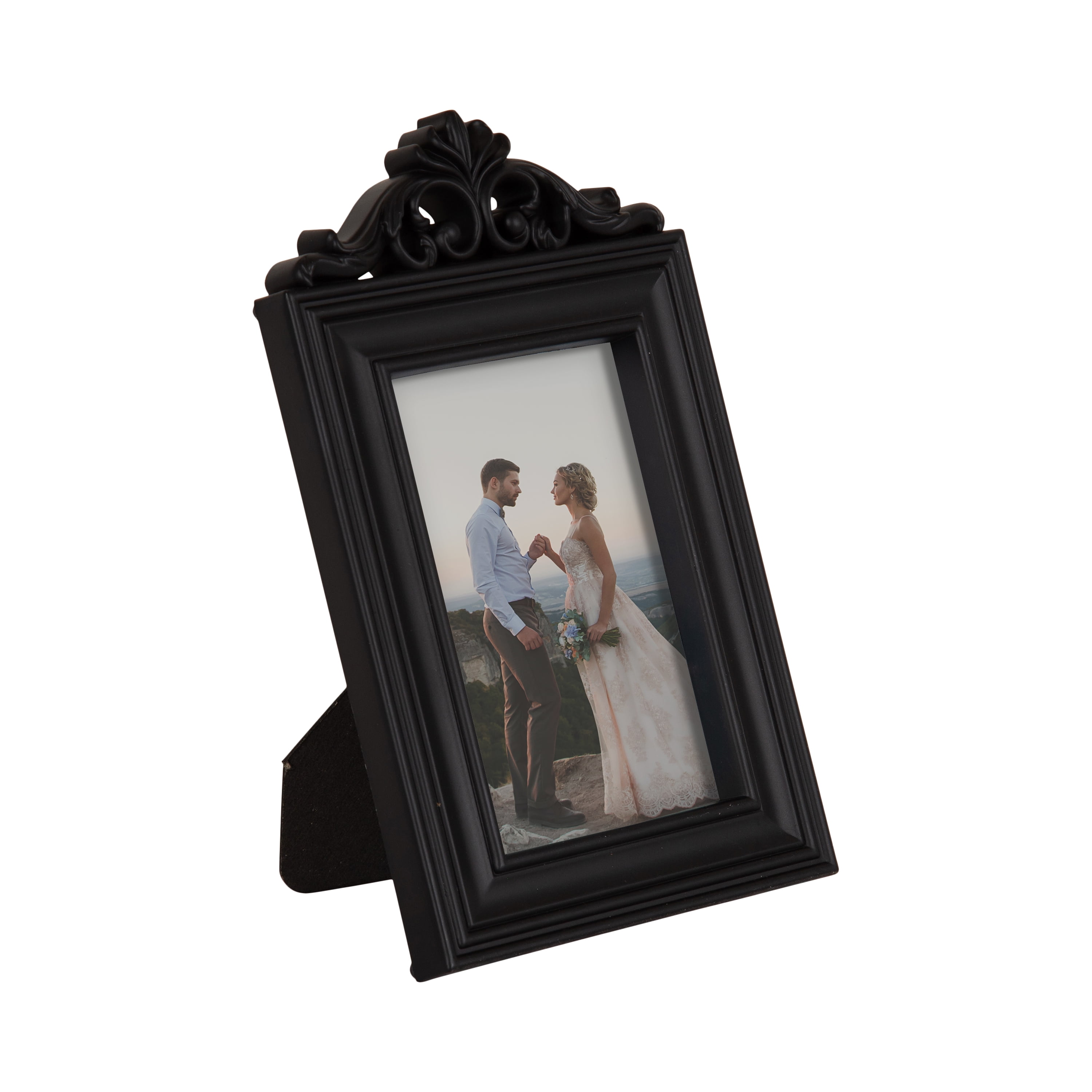 DesignOvation Cantua 4" x 6" Black Decorative Tabletop Picture Frame