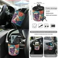 thumbnail image 5 of Yuyamidu Pug Auto Seat Cover Full Set of 15 Colorful Flower Car Steering Wheel Protector Seatbelt Strap Pad Trash Can Mount Storage Pocket Cup Holders Rearview Mirror Cover Keychain Universal Fit, 5 of 7