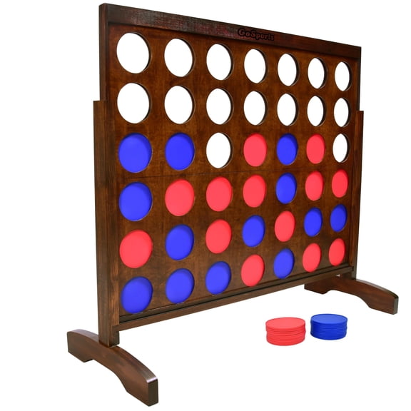 GoSports Giant Portable 4 in a Row Game Dark Wood Stain - Huge 4 Foot Width - with Rules and Carry Bag