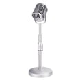 thumbnail image 5 of 2X Desktop Microphone Prop Model with Adjustable Height, Classic Retro Style Microphone Stand Mic Prop,Silver, 5 of 9