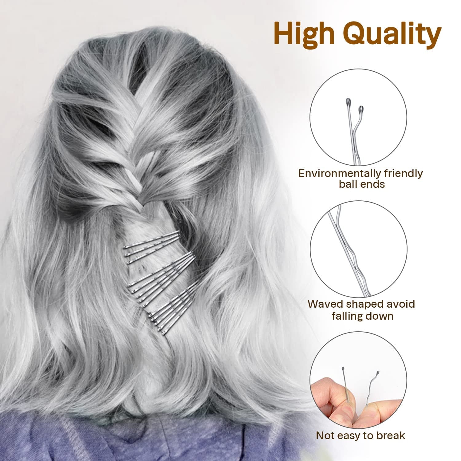 Super Grip Bobby Pins Silber – Ca. 800 Stück Im Set, Extra Lange Haarnadeln (4,8 Cm)