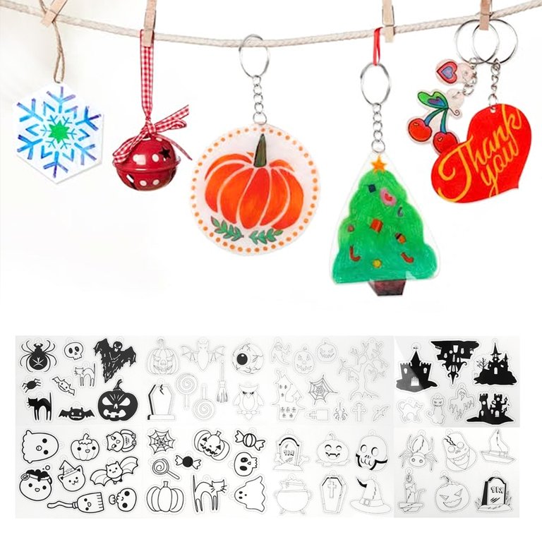 4pcs shrink plastic for crafts Kids Shinky Ornaments Shrinky