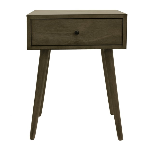 Mid Century One Drawer Wood Side Table