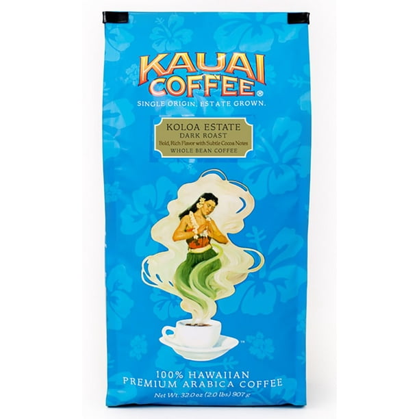 Kauai Koloa Estate Dark Roast Whole Bean Coffee, 32 Oz, 1 Ct