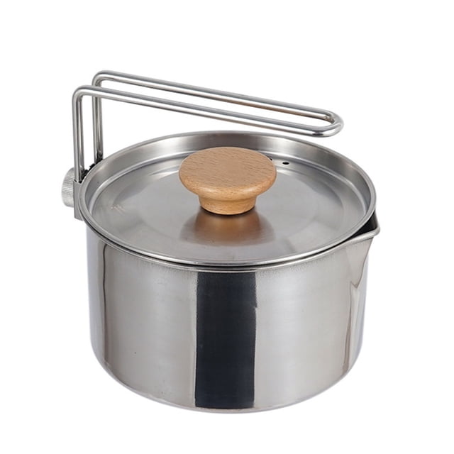 Hervidor de Camping de acero inoxidable, mango extraíble, hervidor de cocina portátil de acero inoxidable 304 para senderismo al aire libre