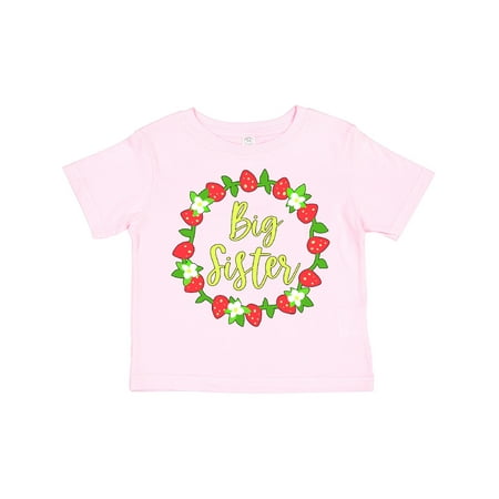 

Inktastic Big Sister Cute Wreath with Strawberries Gift Toddler Toddler Girl T-Shirt