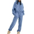 thumbnail image 2 of BXINGOHAI Women 2 Piece Outfits Hoodie Sweatsuits Set Sweatpants Long Sleeve Sweatshirt Matching Joggers Tracksuit Sets Blue,L, 2 of 6