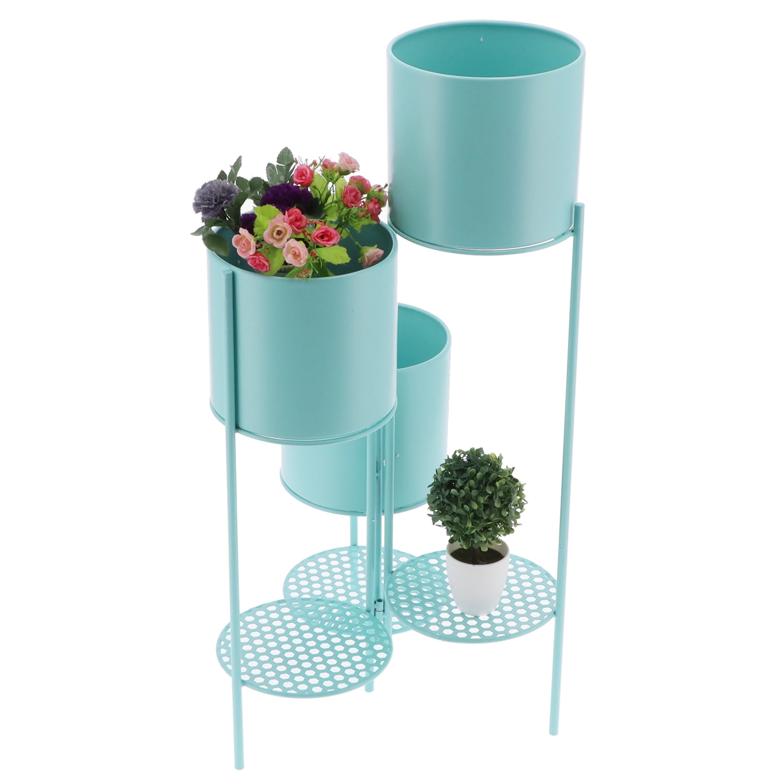 WALFRONT Metal Bucket Flower Pot Stand 6Tier Plower Pot Shelf Plant