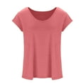 thumbnail image 4 of QLEICOM Womens Casual Loose Soft Cap Sleeve Solid T-Shirt Blouses Shirts Tops Watermelon Red S, US Size 4, 4 of 7