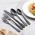 thumbnail image 3 of Black Silverware Set for 6, 30-Piece Stainless Steel Flatware Set, Shiny Black Metal Cutlery Set, Include Fork, Knife and Spoon Set, Dishwasher Safe, 3 of 5