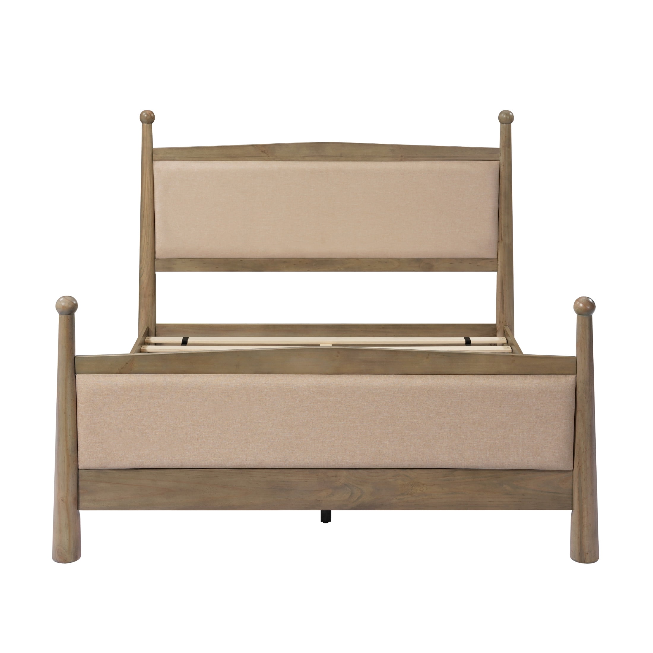 Christopher Knight Home Farmhouse Queen Platform Bed Frame with Upholstered Headboard, Antique Oak